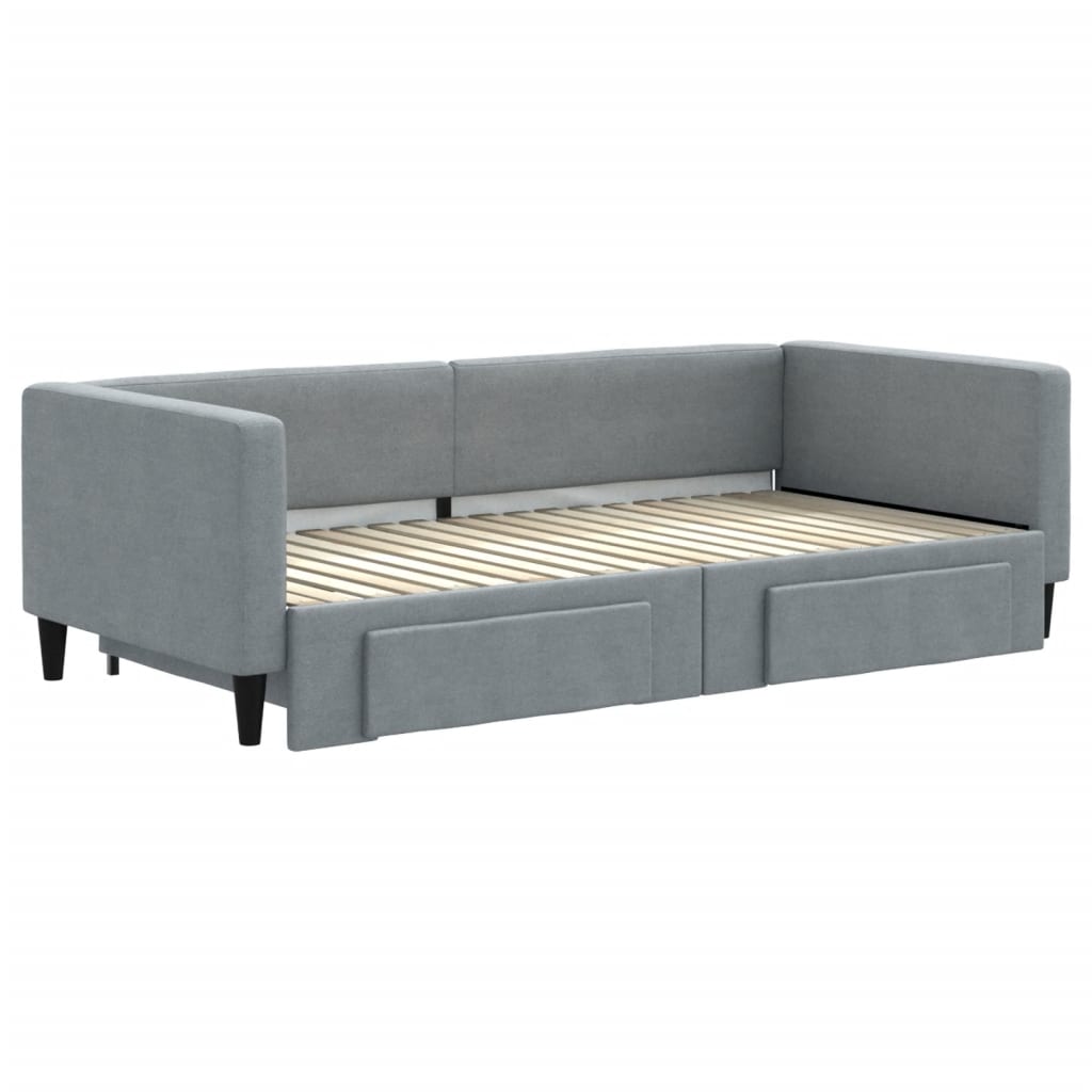 Sofá-cama c/ gavetão e gavetas 100x190 cm tecido cinzento-claro