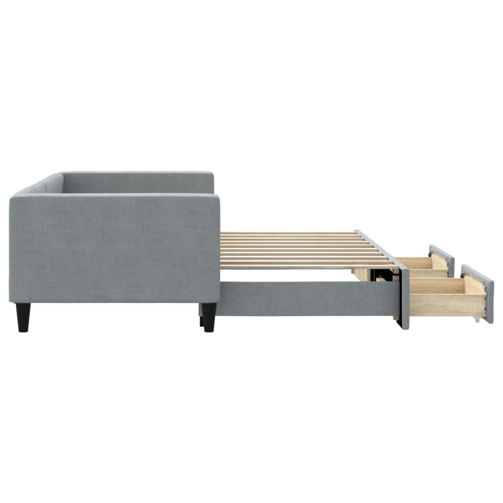 Sofá-cama c/ gavetão e gavetas 100x190 cm tecido cinzento-claro