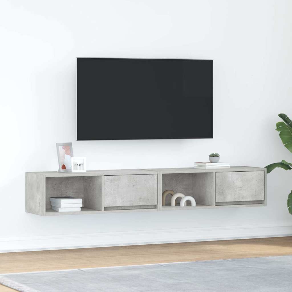 Móveis de TV 2pcs 80x31x25,5cm madeira processada cinza cimento