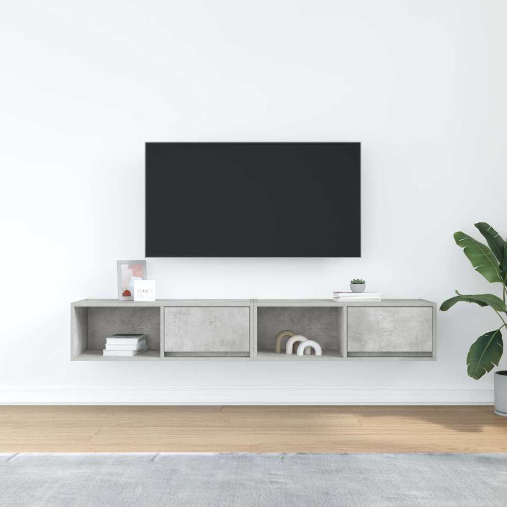 Móveis de TV 2pcs 80x31x25,5cm madeira processada cinza cimento