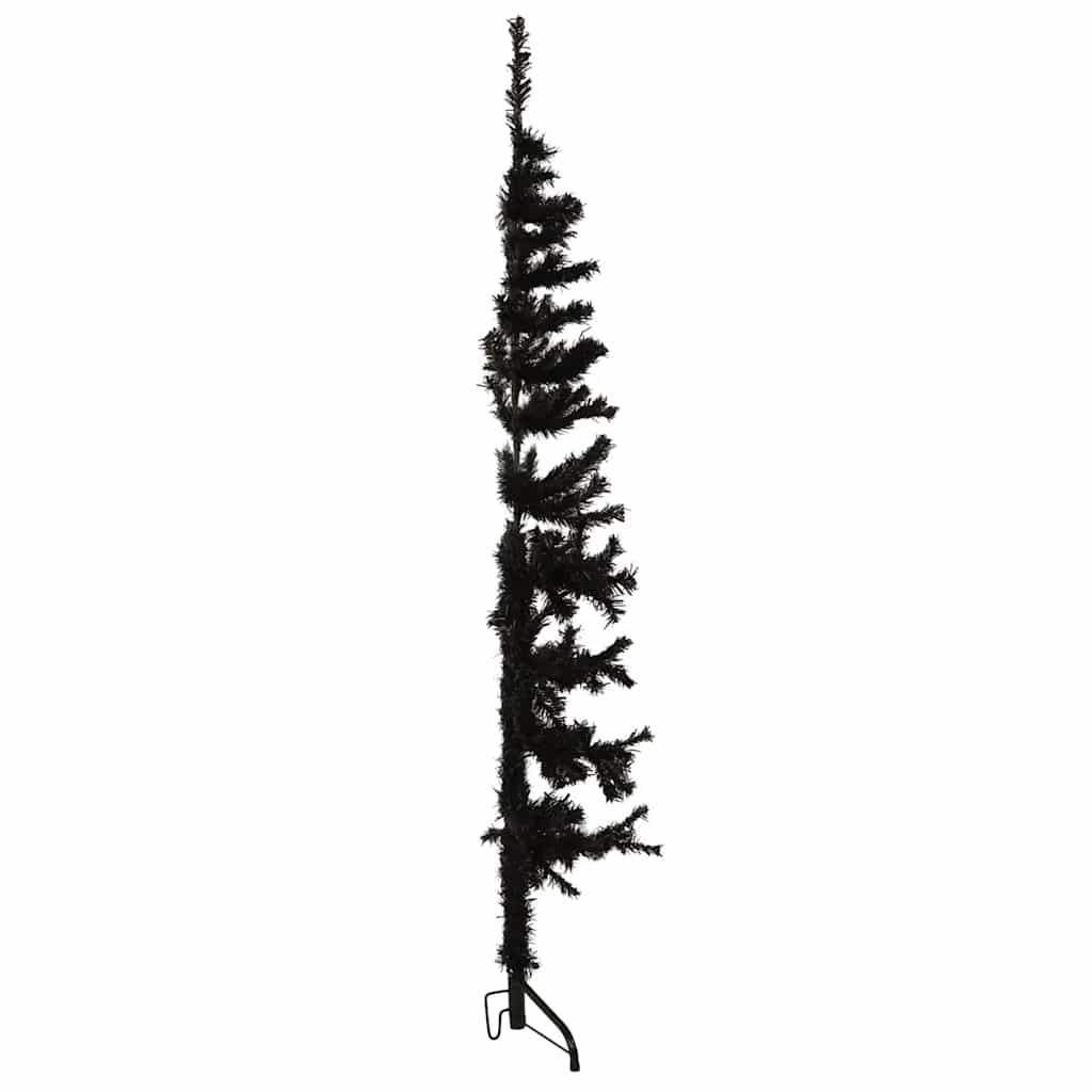 Meia árvore de natal fina com suporte 150 cm preto