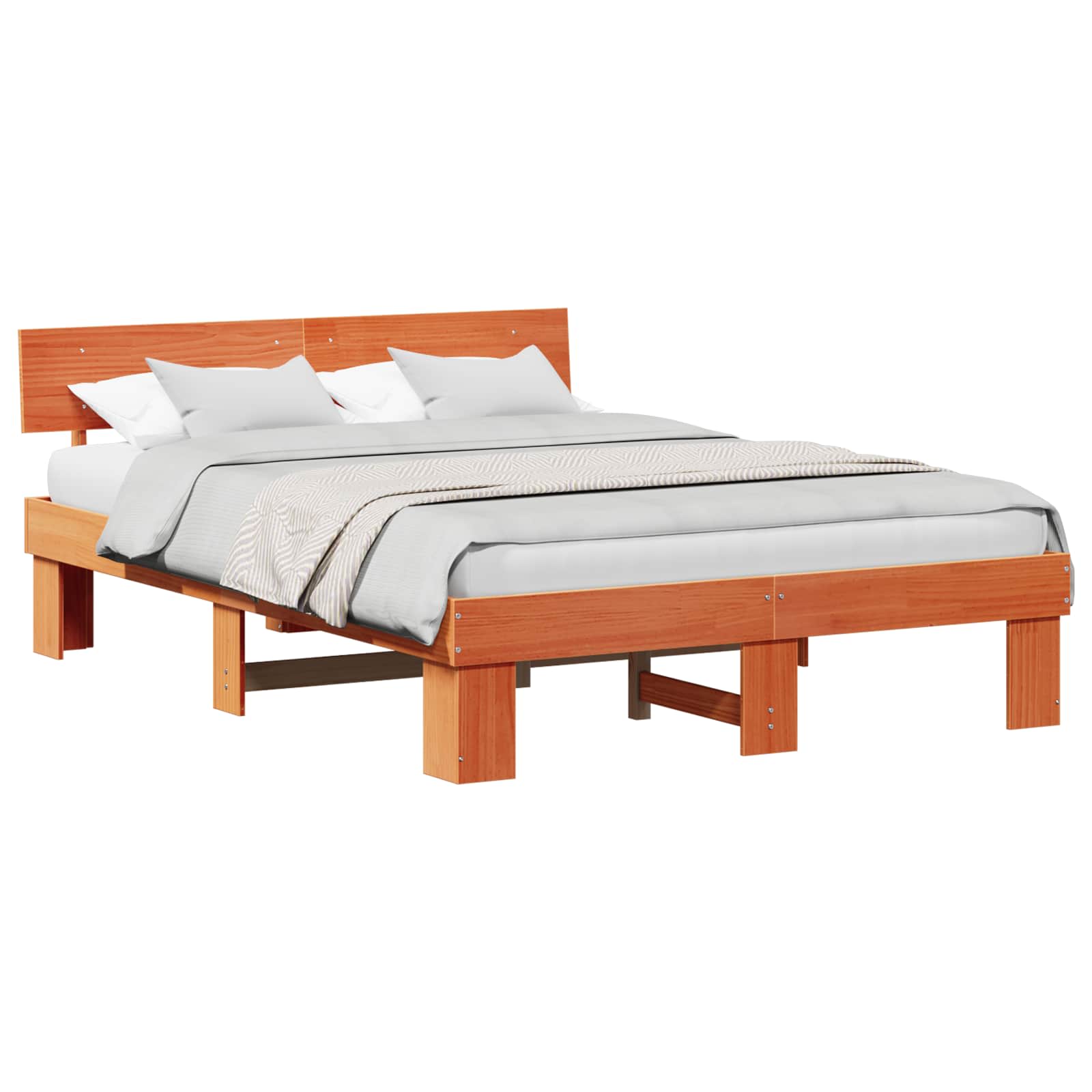 Estrutura da cama com cabeceira marrom cera 140 x 200 cm
