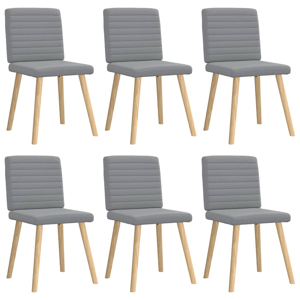 Cadeiras de jantar 6 pcs tecido cinzento-claro