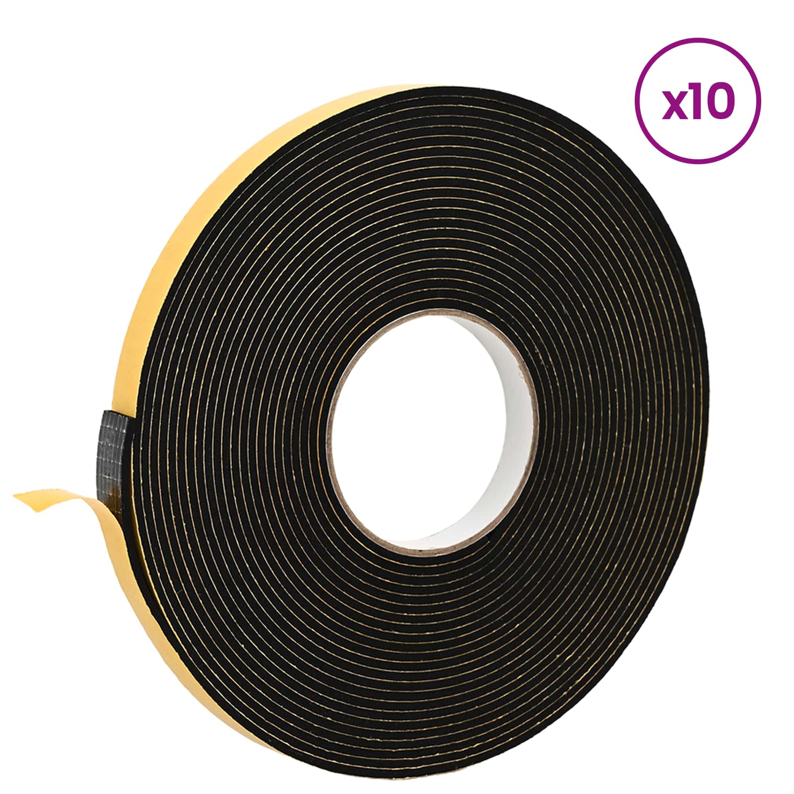 Fita de espuma autoadesiva 10 unid. preto 20mm x 10m espuma cr
