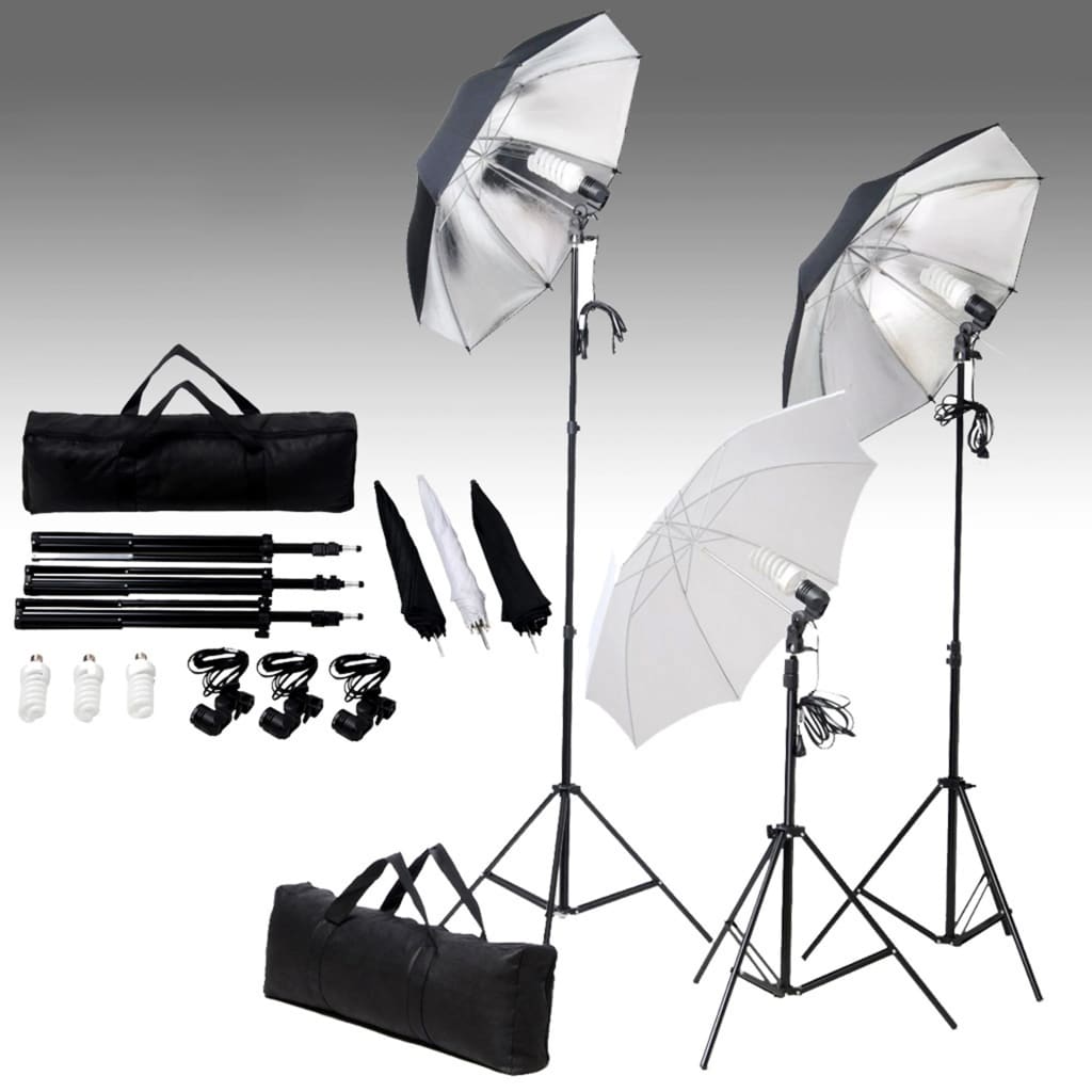 Kit de estúdio fotográfico com conjunto de iluminação e fundo