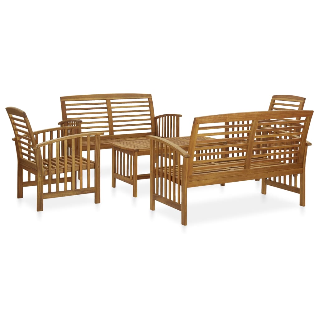 5 Pcs conjunto lounge de jardim madeira de acácia maciça