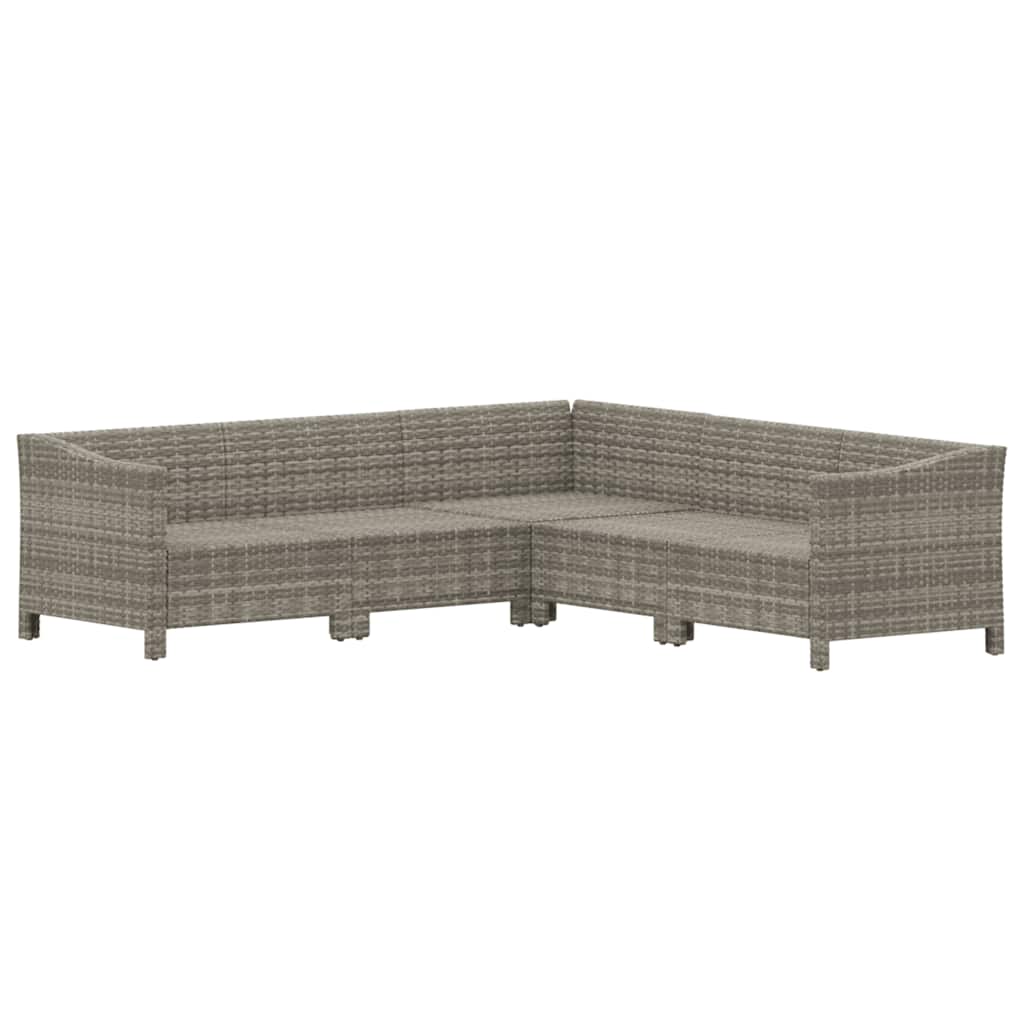 5 Pcs conjunto lounge de jardim c/ almofadões vime PE cinzento