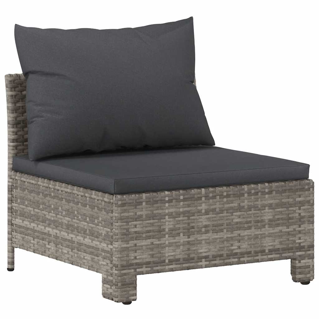 5 Pcs conjunto lounge de jardim c/ almofadões vime PE cinzento