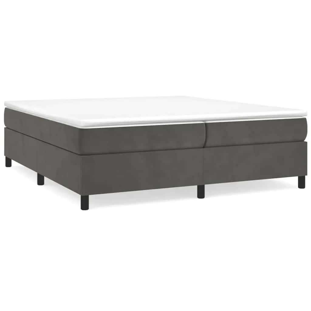 Cama com molas/colchão 200x200 cm veludo cinzento-escuro