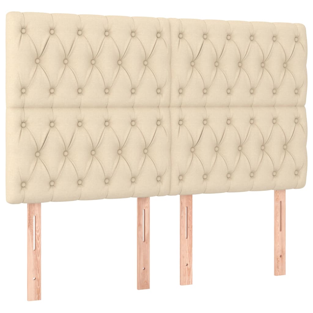 Cabeceira cama c/ luzes LED tecido 160x7x118/128 cm cor creme