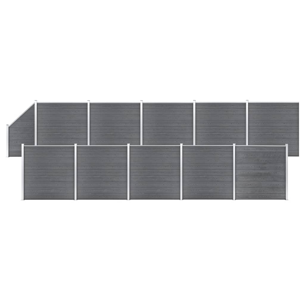 Painel vedação wpc 10 quadrados/1 inclinado 1830x186cm cinzento
