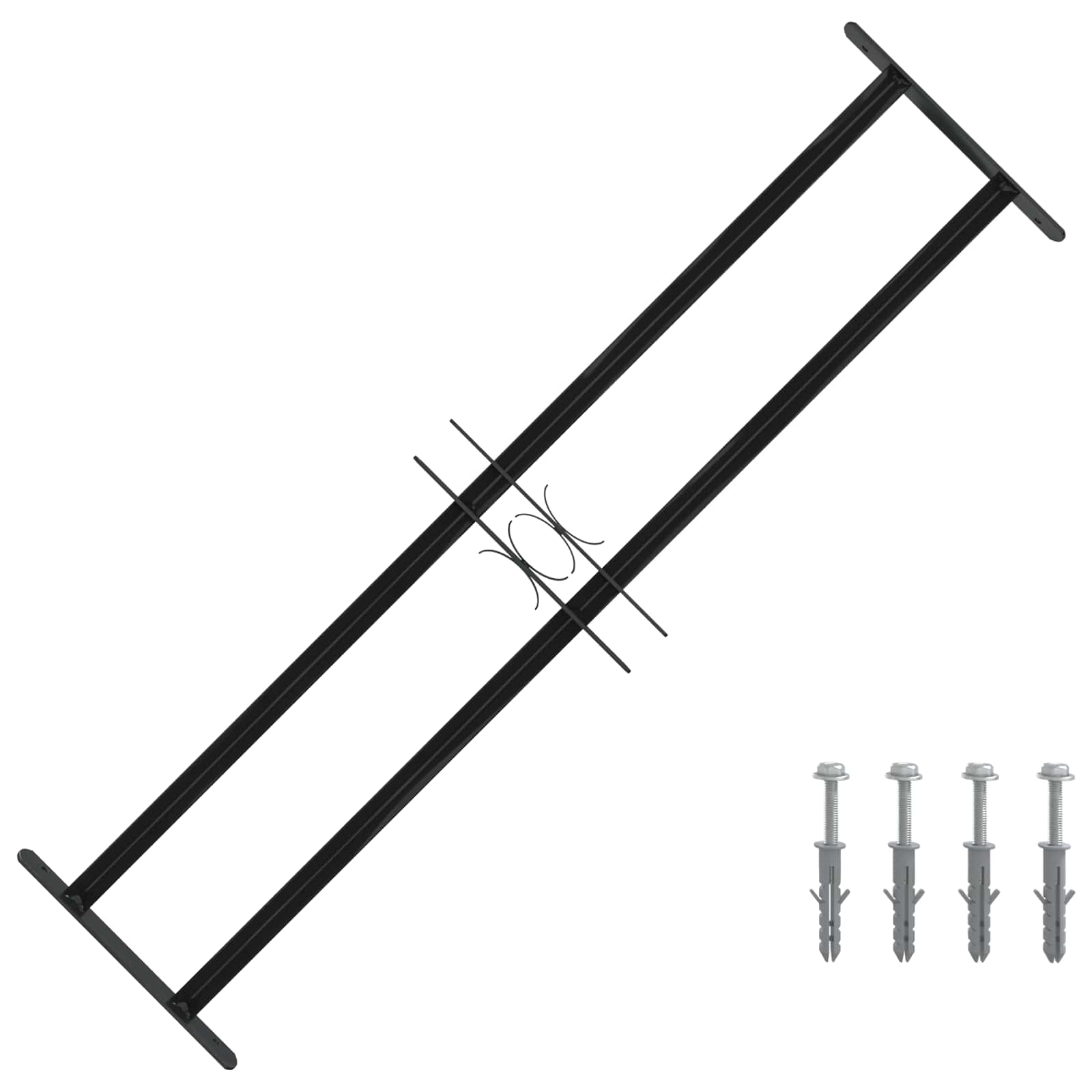 Grelha de janela 115 x 30 cm aço revestido a pó preto