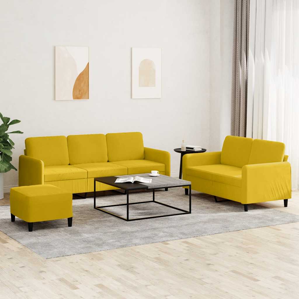 3 Pcs conjunto de sofás veludo amarelo