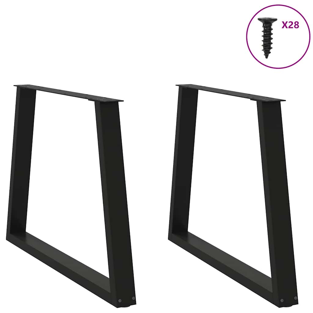 Pernas para mesa de jantar em v, 2 peças, pretas, 90x (72-73,3) cm, aço