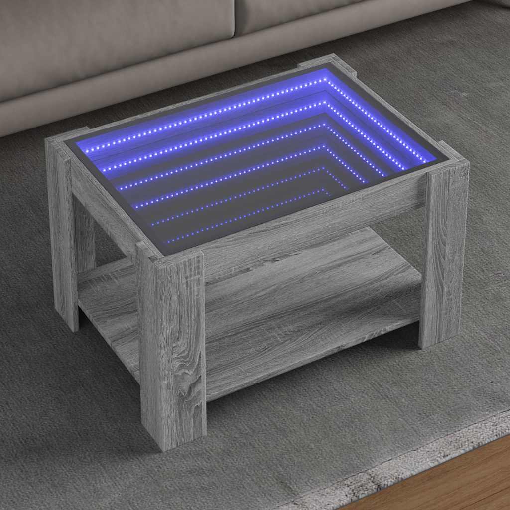 Mesa de centro c/ leds 73x53x45 cm derivados de madeira