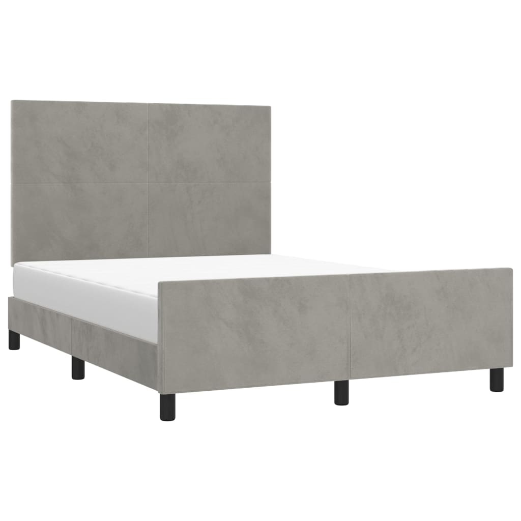 Estrutura de cama sem colchão 140x190 cm veludo cinzento-claro