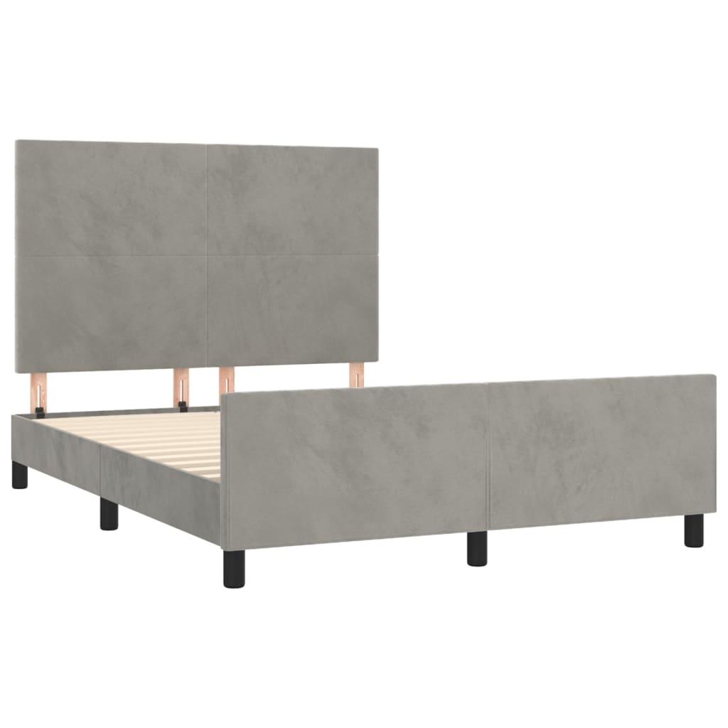 Estrutura de cama sem colchão 140x190 cm veludo cinzento-claro