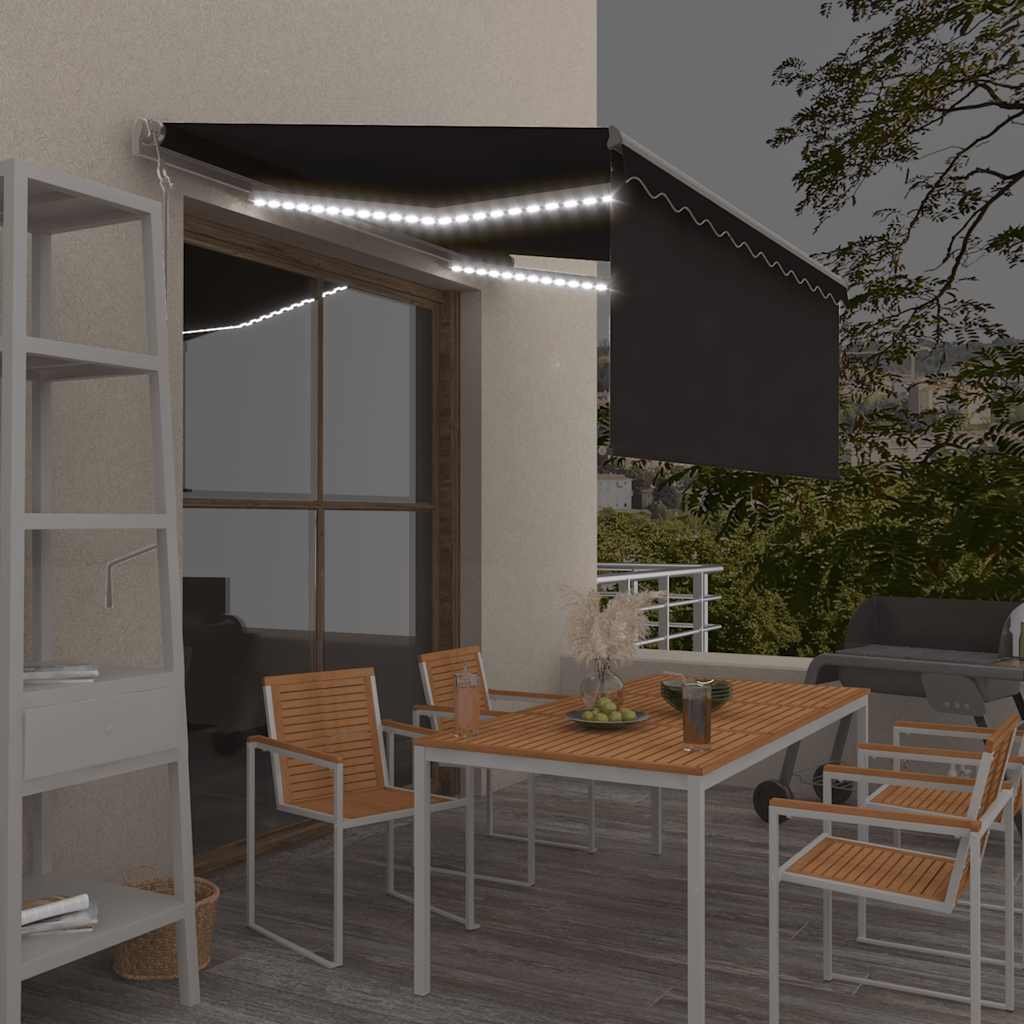 Toldo automático c/ estore/LED/sensor vento 3,5x2,5 m antracite