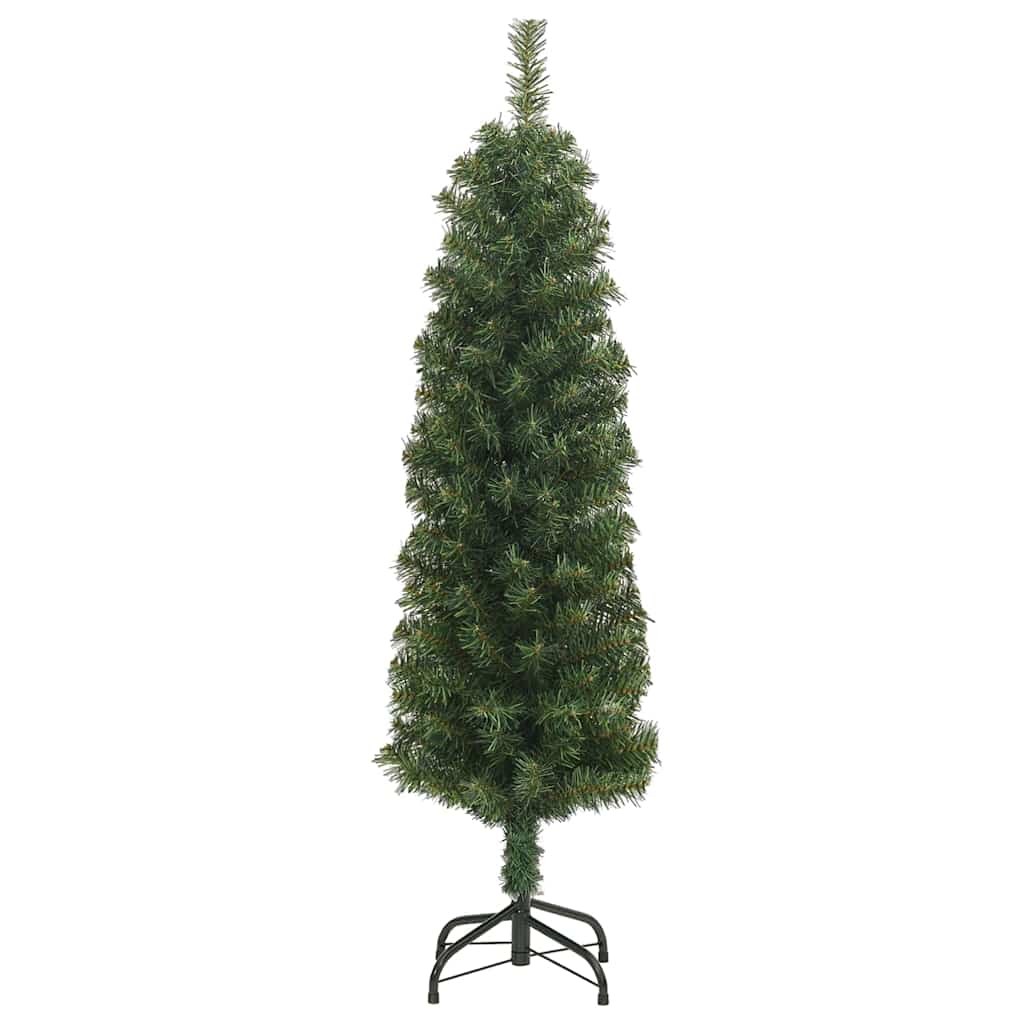 Árvore de natal artificial fina com suporte 150 cm PVC verde