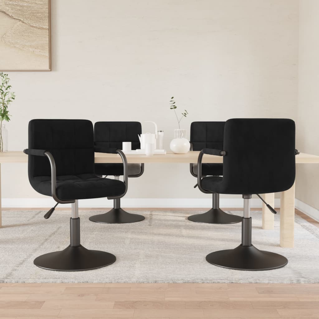 Cadeiras de jantar giratórias 4 pcs veludo preto