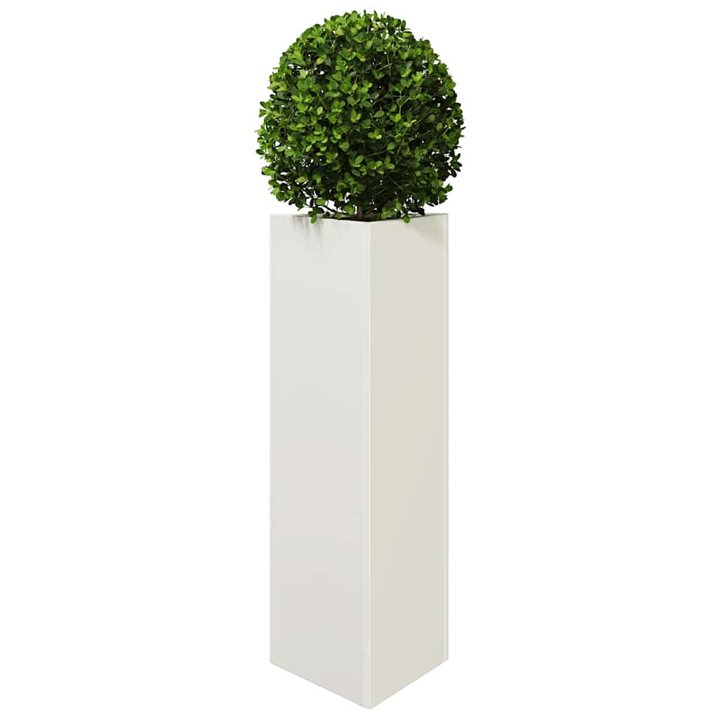 Vaso/floreira de jardim triangular 30x26x75 cm aço branco