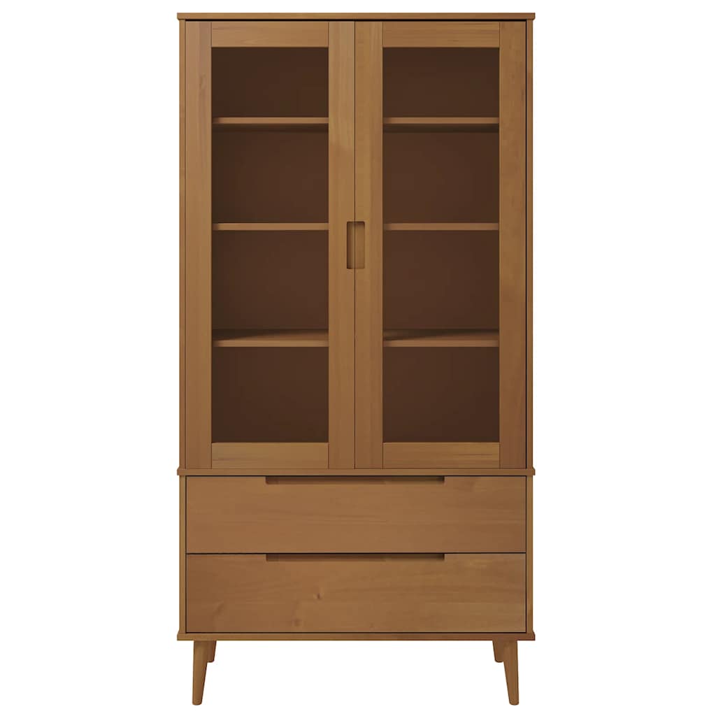 Vitrina molde 90x35x175 cm pinho maciço castanho