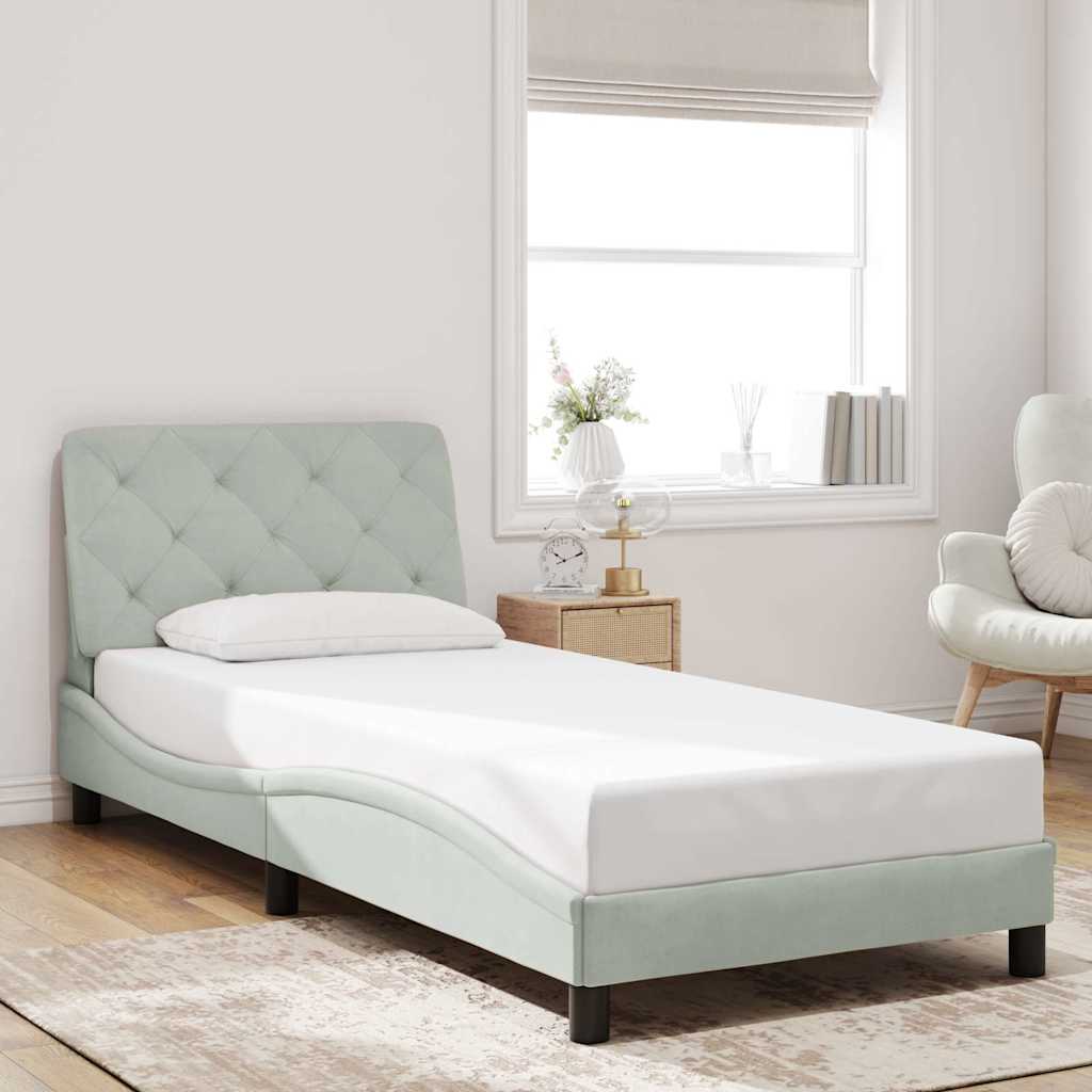 Estrutura de cama sem colchão 90x190 cm veludo cinzento-claro