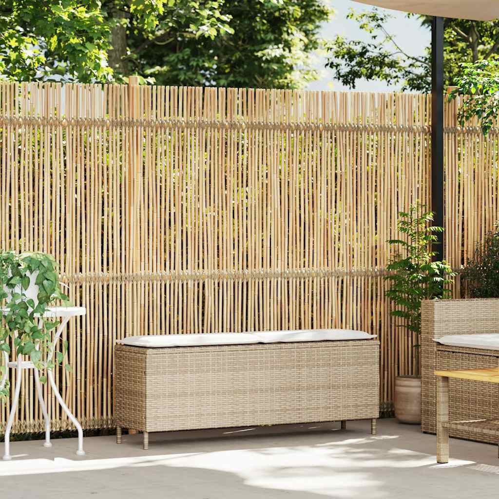 Banco de jardim com almofadão 110x30x40,5 cm vime PE bege