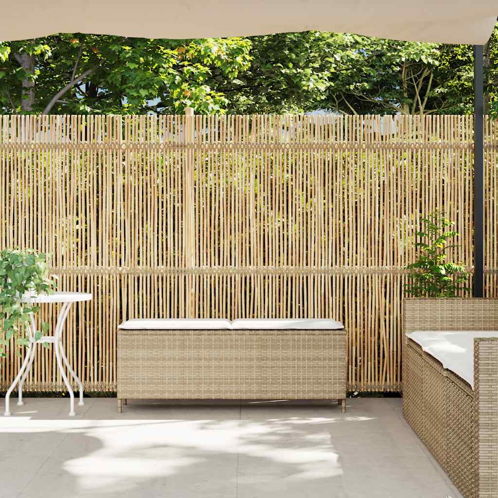 Banco de jardim com almofadão 110x30x40,5 cm vime PE bege