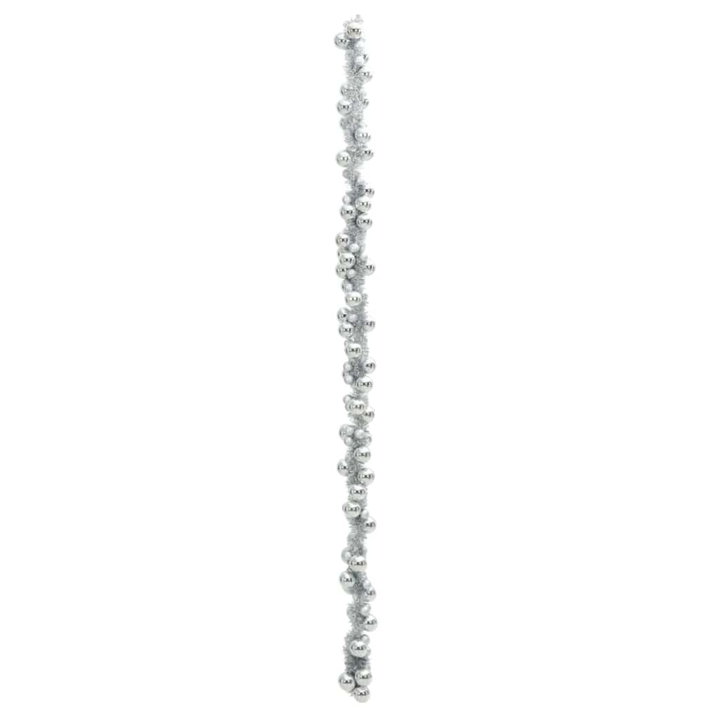 Guirlanda de bolas de natal prateado 186 cm poliestireno