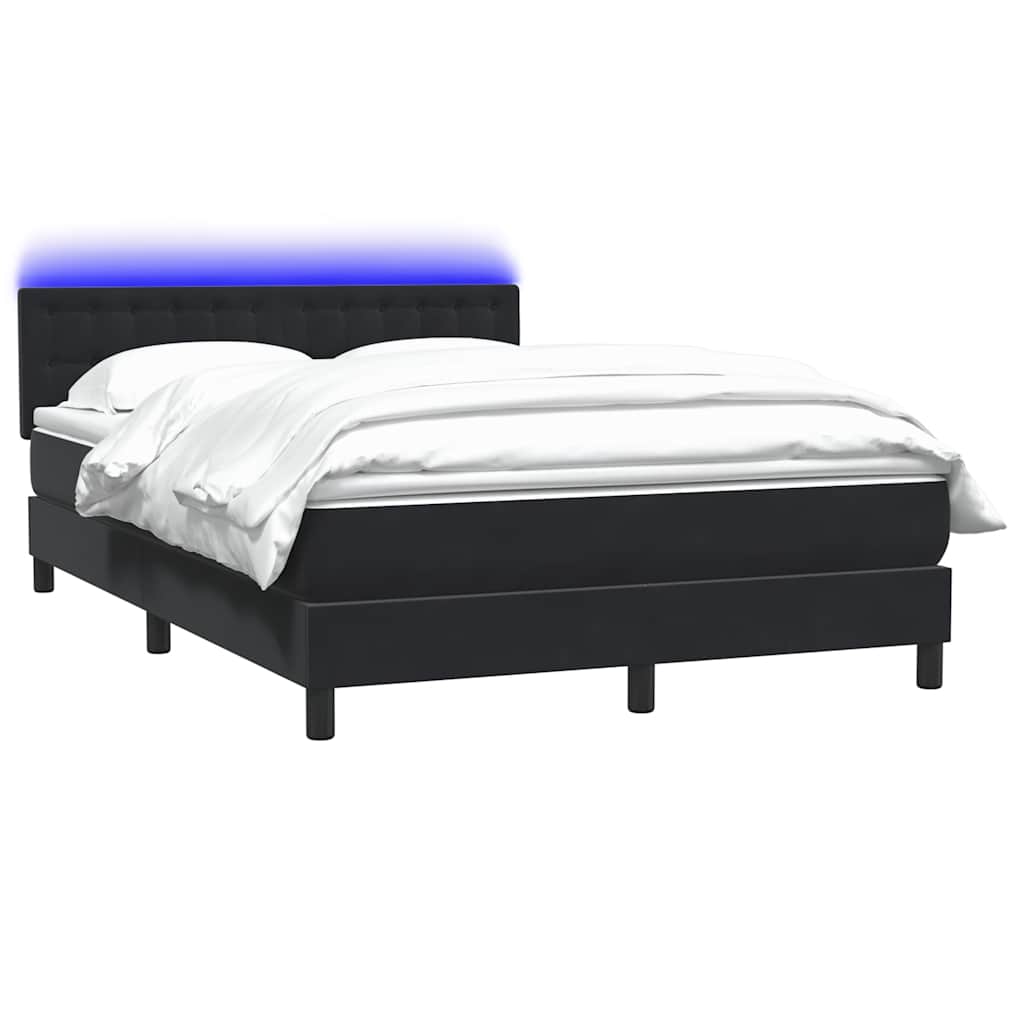 Cama box spring c/ colchão e LED 160x210 cm veludo preto