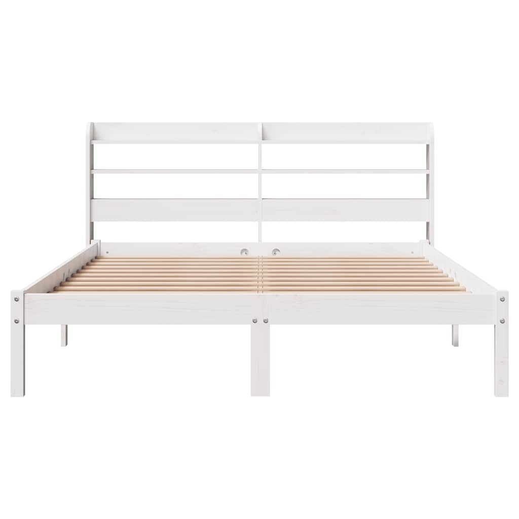 Cama sem colchão 135x190 cm madeira de pinho maciça branco