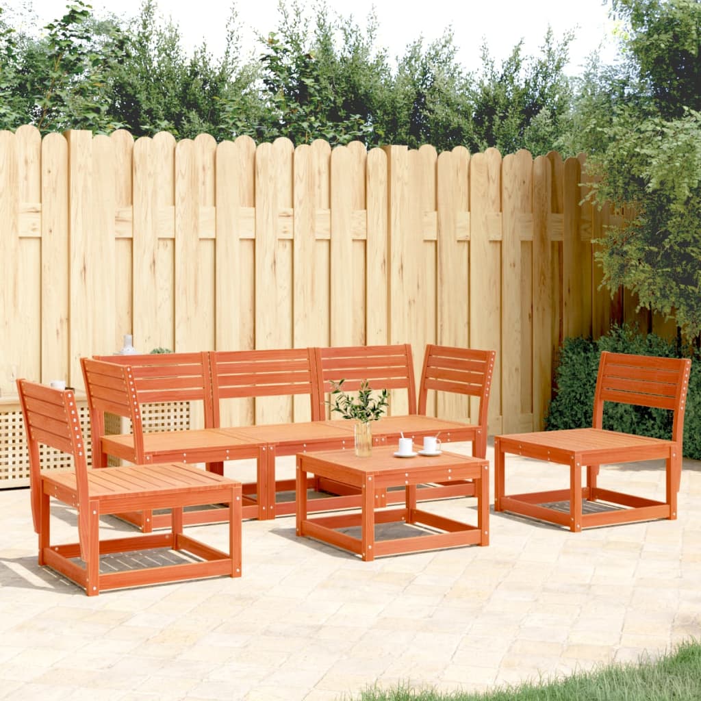 5 Pcs conjunto de sofás de jardim pinho maciço castanho-mel