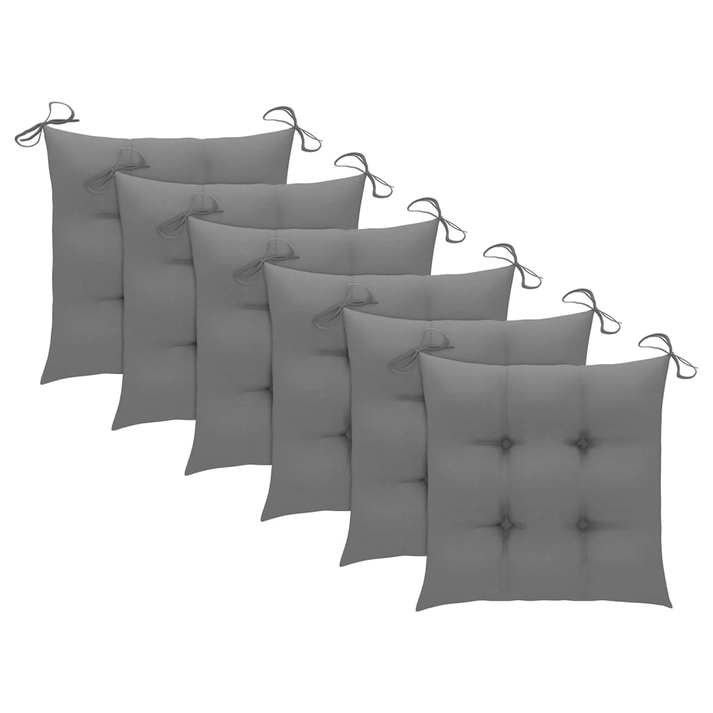 Cadeiras de jantar p/ jardim 6 pcs c/ almofadões acácia maciça