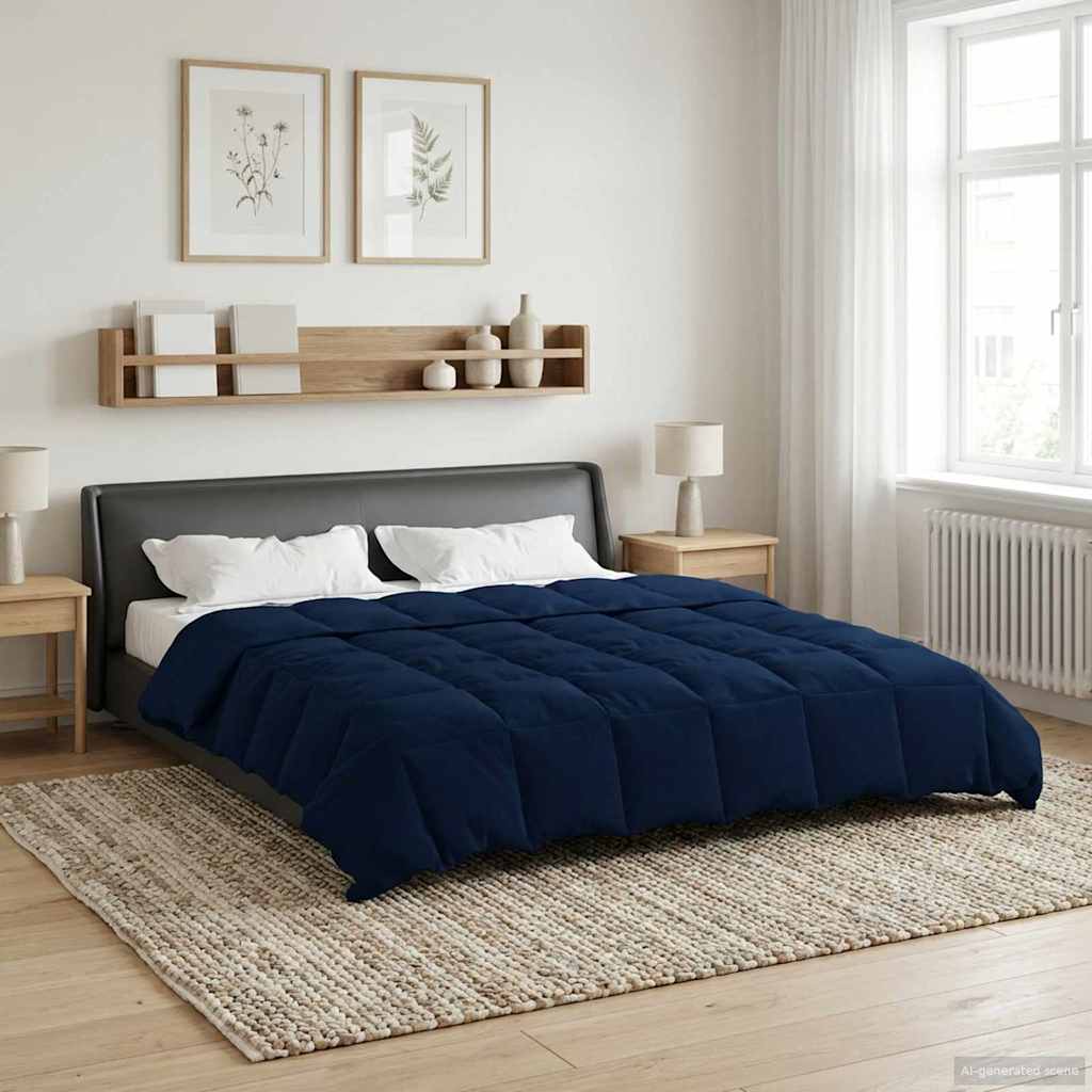 Edredom de verão simples azul escuro 200 x 220 cm microfibra