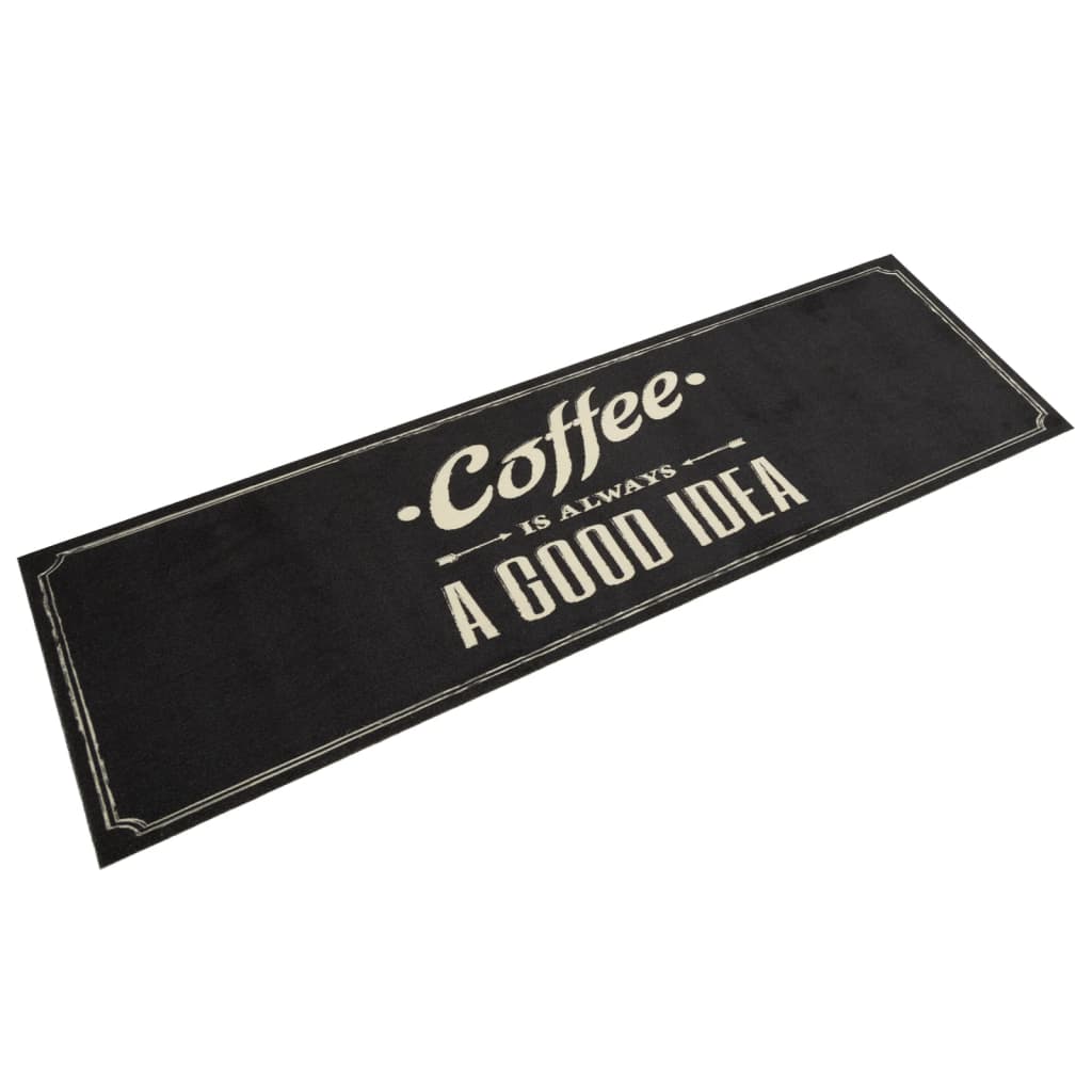 Tapete de cozinha lavável 45x150 cm veludo texto café