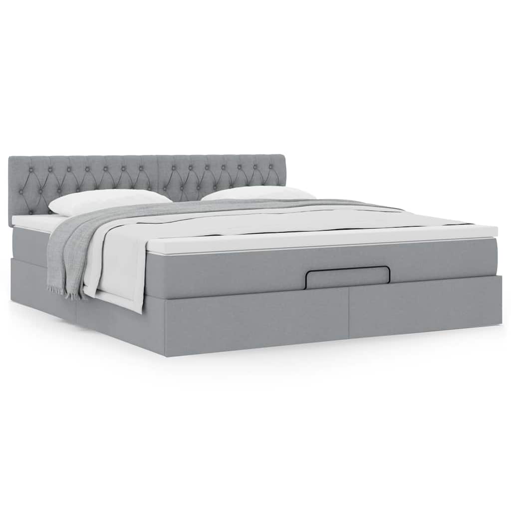 Estrutura de cama otomana com colchão 180x200 cm cinzento claro