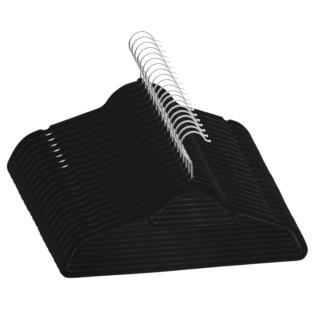 20 Pcs conjunto de cabides antiderrapantes veludo preto