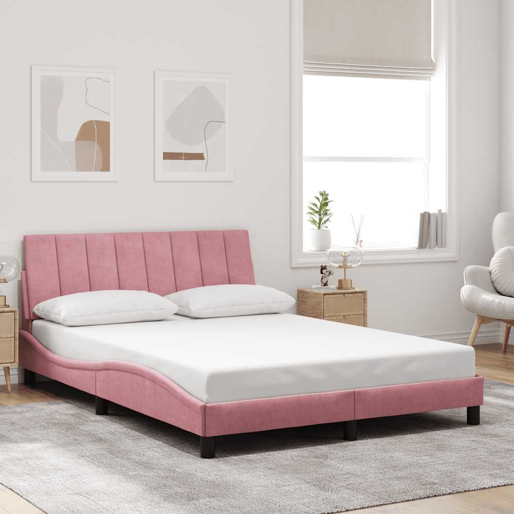 Estrutura de cama sem colchão hanko 120x200 cm veludo rosa