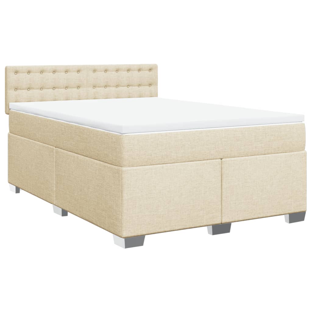 Cama com molas/colchão 160x200 cm tecido cor creme