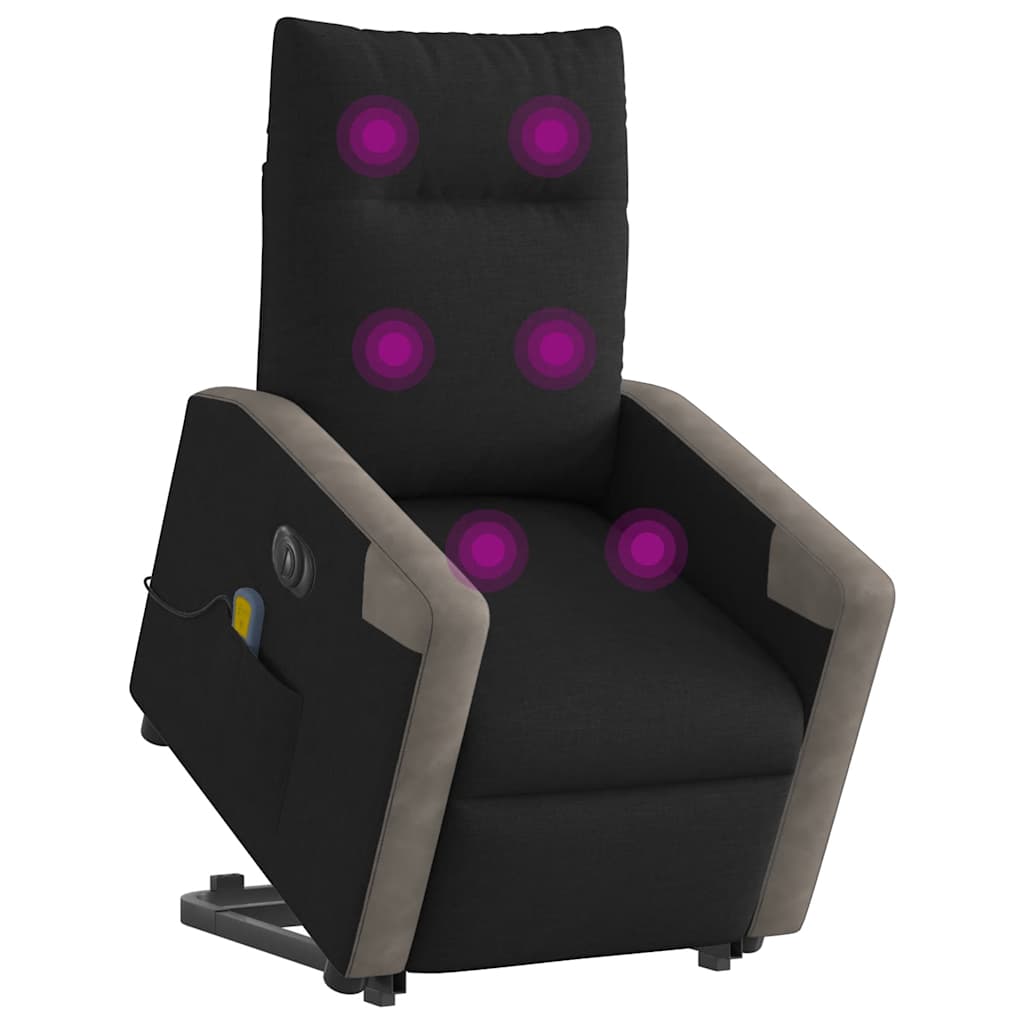 Poltrona elétrica elevatória massagens tecido preto