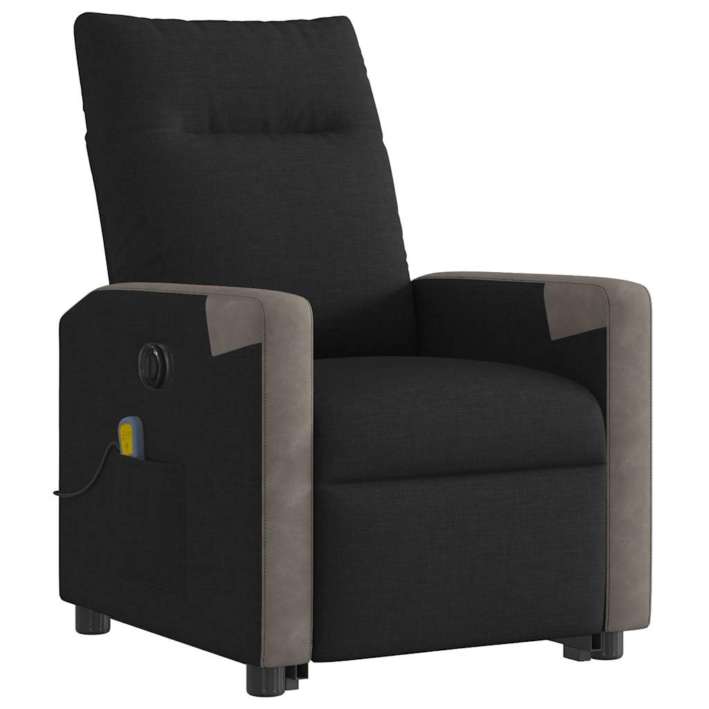 Poltrona elétrica elevatória massagens tecido preto