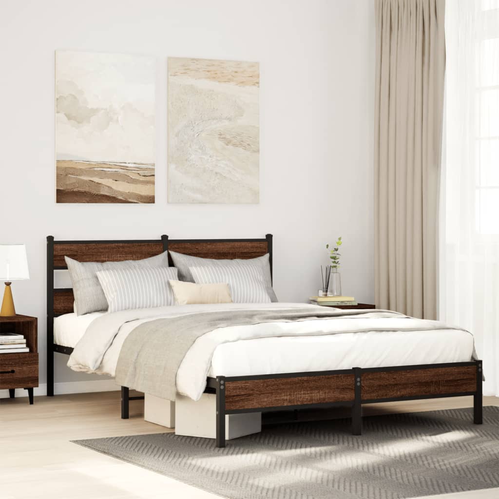 Estrutura cama s/ colchão derivados madeira carvalho castanho