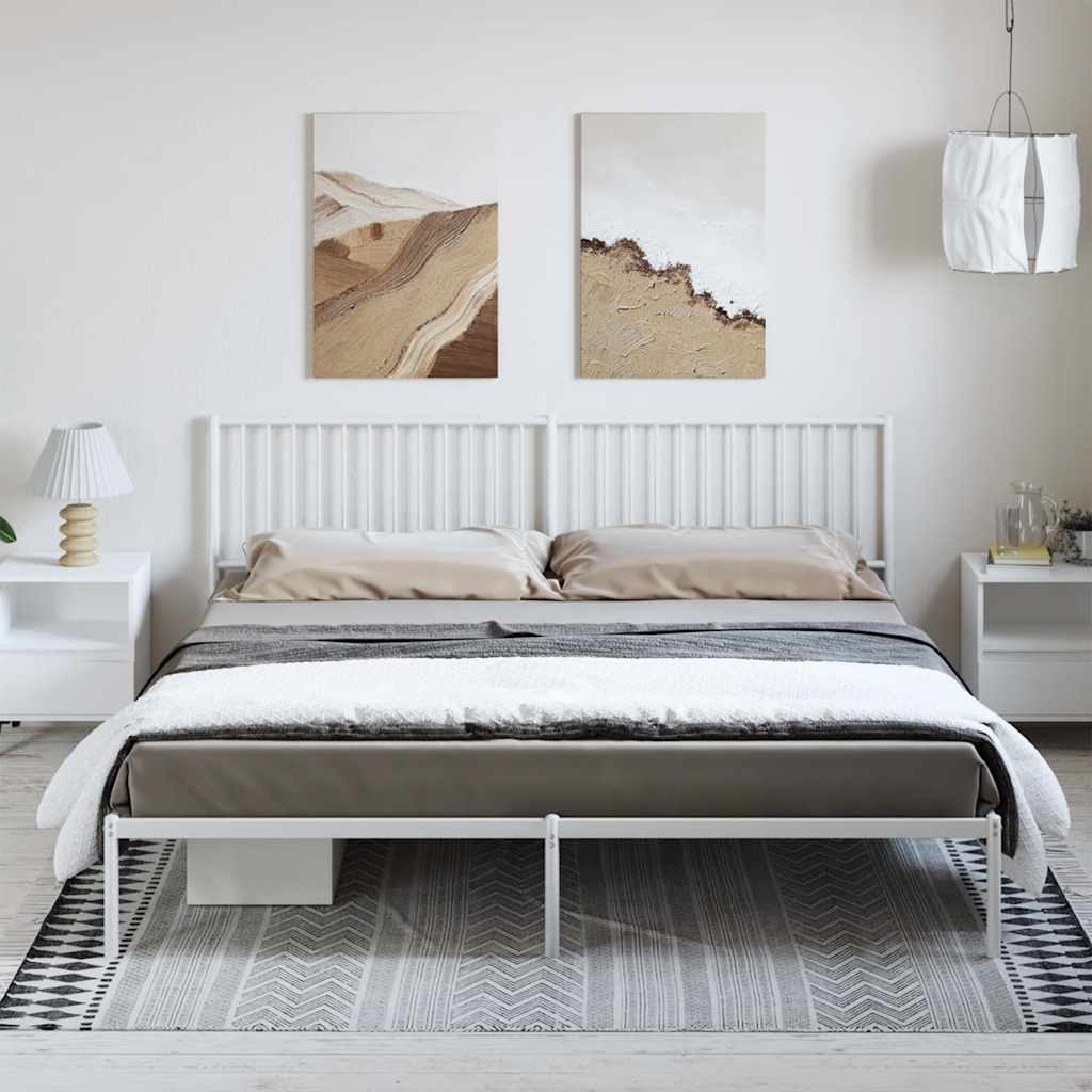 Estrutura de cama com cabeceira 193x203 cm metal branco