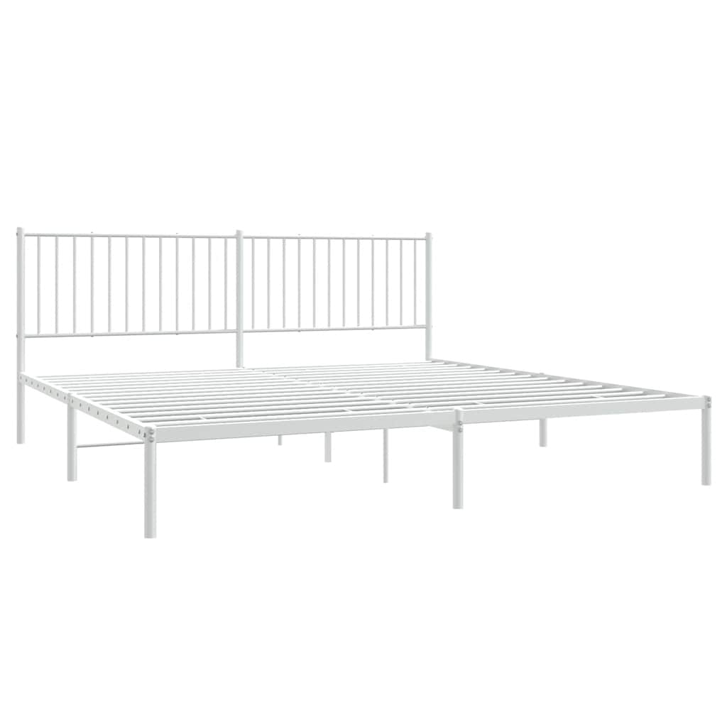 Estrutura de cama com cabeceira 193x203 cm metal branco