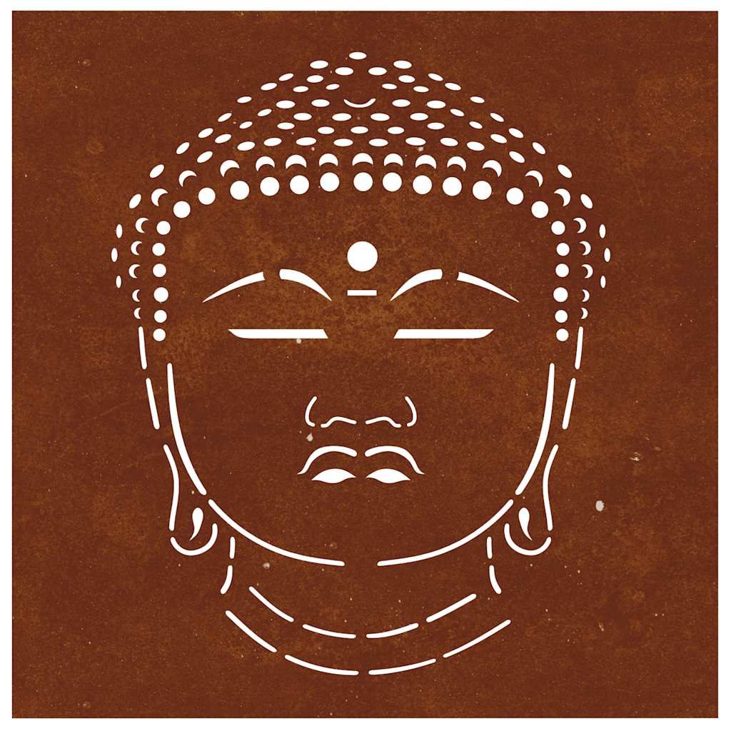 Decoração p/ muro jardim 55x55cm aço corten design cabeça buda