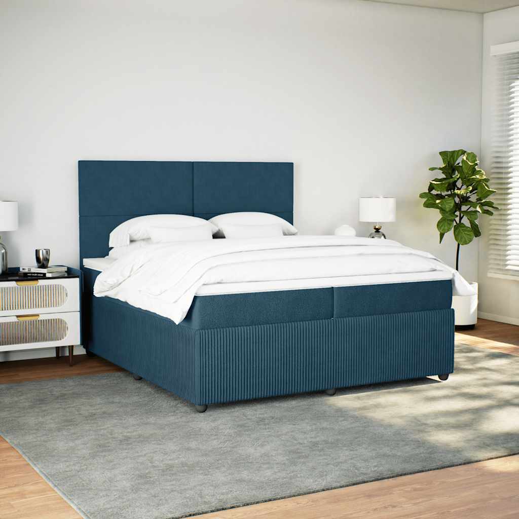 Cama com molas/colchão 200x200 cm veludo azul-escuro