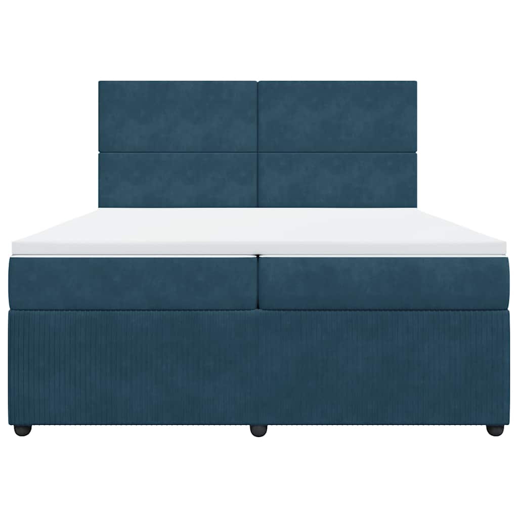 Cama com molas/colchão 200x200 cm veludo azul-escuro