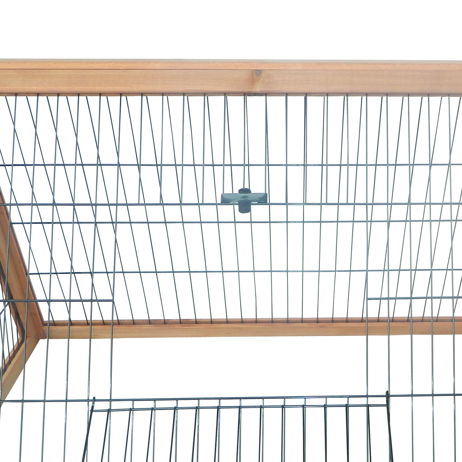Coelheira de madeira 116x62,2x52,5 cm gaiola para coelhos em forma triangular com portas e grade metálica madeira