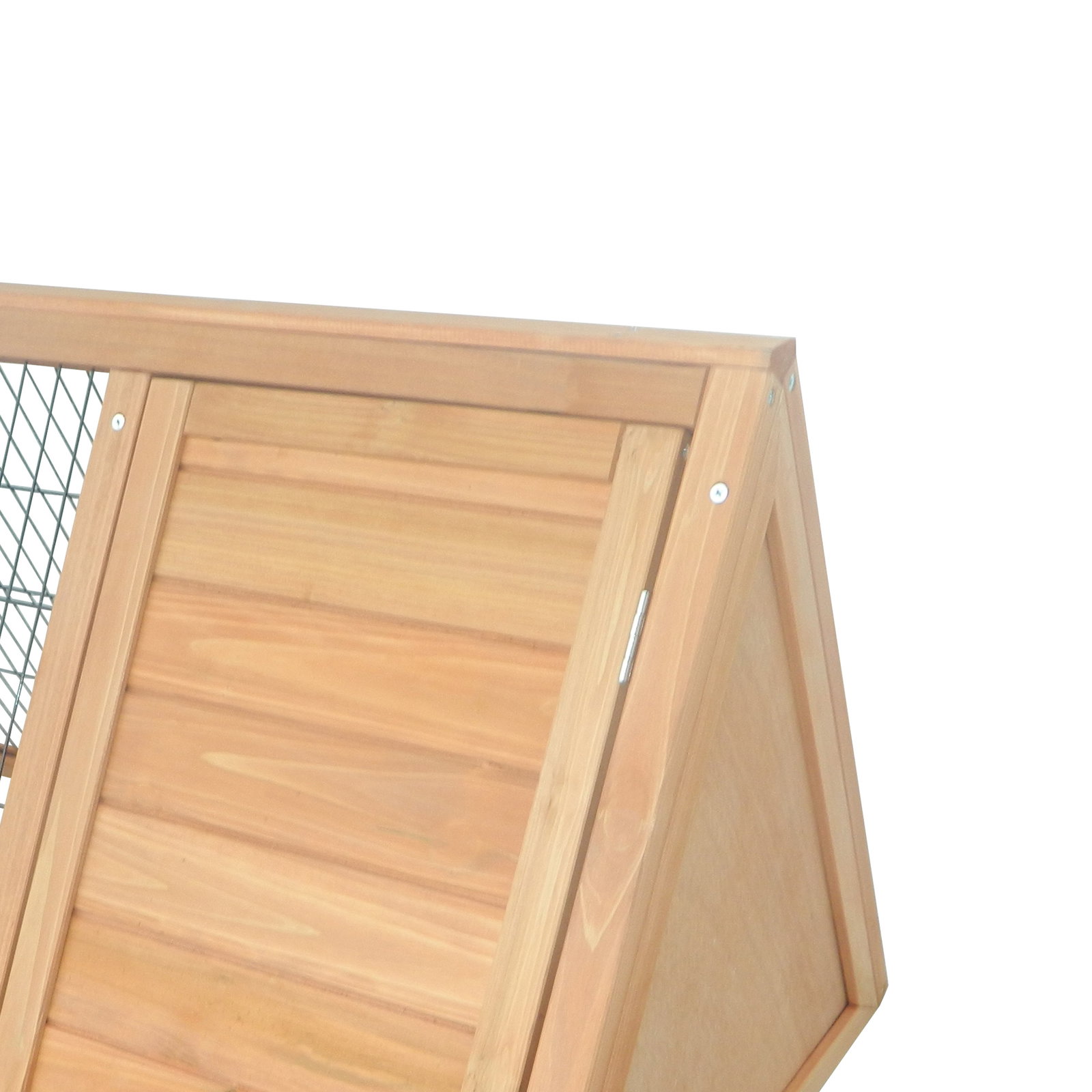 Coelheira de madeira 116x62,2x52,5 cm gaiola para coelhos em forma triangular com portas e grade metálica madeira